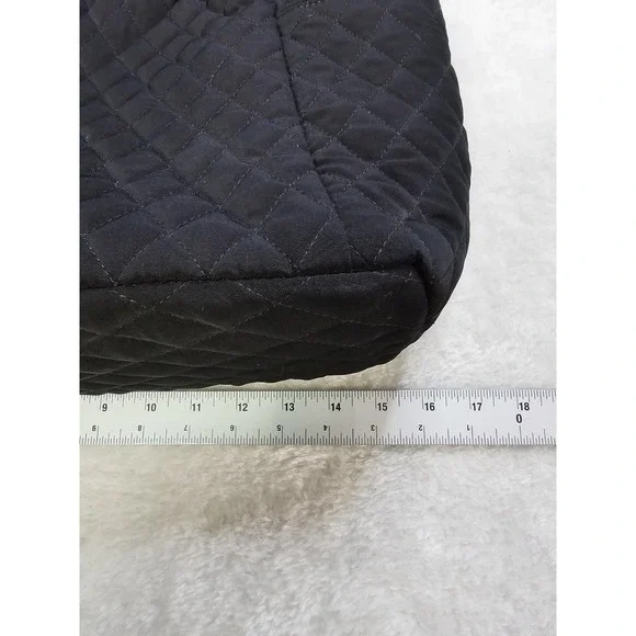 Vera Bradley Solid Black Purse Shoulder Bag Tote Work Office Travel Quilted - Picture 6 of 9